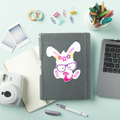 Valentijnsdag Bunny, Witte Bunny, Hart, Glazen Sticker (iPad Cover)