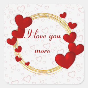 Valentijnsdag Cadeau met Gepersonaliseerde Rode Ha Vierkante Sticker