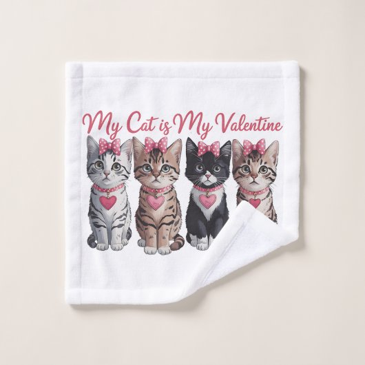 Valentijnsdag Cadeau | Mijn Kat Is Mijn Valentijn Washandje (Wasdoekje)