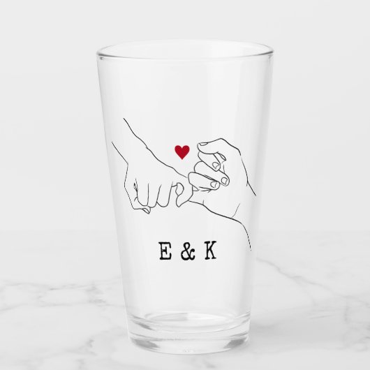 Valentijnsdag Cadeau Roze Belofte Koppel Cadeau Glas (Voorkant)