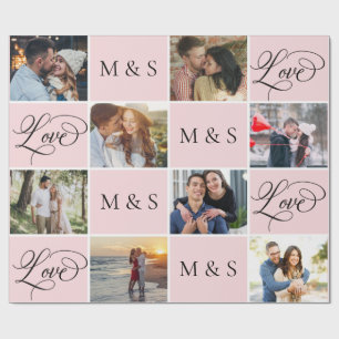 Valentijnsdag Calligrafie Photo Collage Cadeaupapier