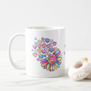 Valentijnsdag Candy Hearts Cadeau personaliseren Koffiemok