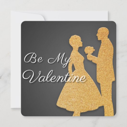 Valentijnsdag Card Golden Silhouette Design Kaart (Voorkant)