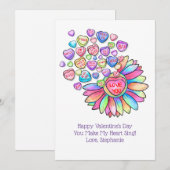 Valentijnsdag Card Snoep Hearts Flowers Rainbow Feestdagenkaart (Voorkant / Achterkant)