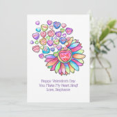 Valentijnsdag Card Snoep Hearts Flowers Rainbow Feestdagenkaart (Staand voorkant)