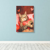 Valentijnsdag Cat Canvas Afdruk (Insitu (Houten vloer))
