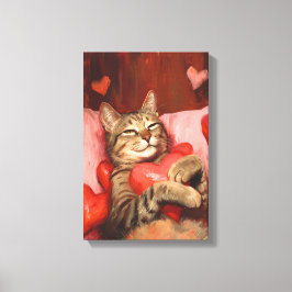 Valentijnsdag Cat Canvas Afdruk