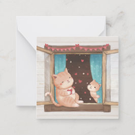 Valentijnsdag: Cats & Hearts Illustration Notitiekaartje