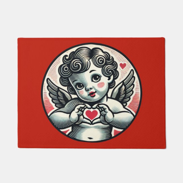 Valentijnsdag Cherub Cupid Angel Deurmat (Voorkant)