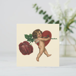 Valentijnsdag Cherub en Victoriaans Roos Feestdagenkaart