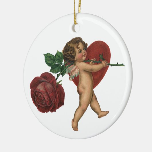  Valentijnsdag Cherub en Victoriaans Roos Keramisch Ornament (Links)