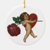 Valentijnsdag Cherub en Victoriaans Roos Keramisch Ornament (Achterkant)
