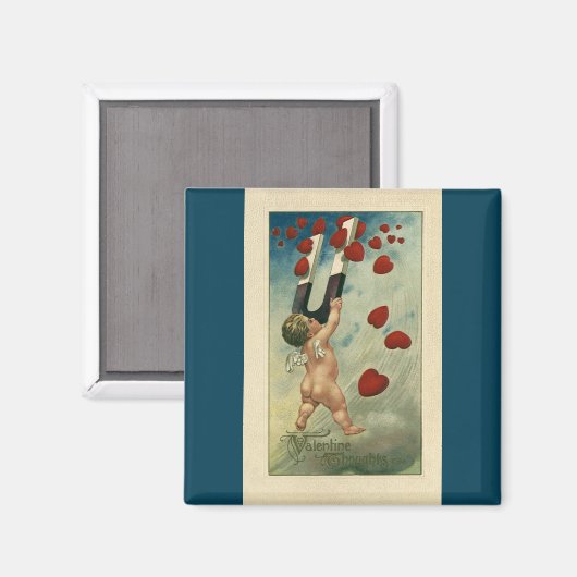  Valentijnsdag, Cherub met Magnet Hearts Magneet (Voorkant / Achterkant)