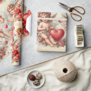 Valentijnsdag Cherub Patroon Inpakpapier