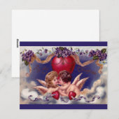 Valentijnsdag Cherubs Hug in Clouds Feestdagenkaart (Voorkant / Achterkant)