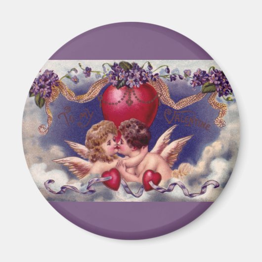 Valentijnsdag Cherubs Hug in Clouds Magneet (Voorkant)