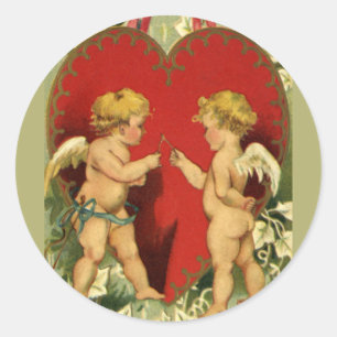 Valentijnsdag, Cherubs maken een wens Ronde Sticker