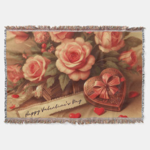 Valentijnsdag Chocolade en Bloemen Deken