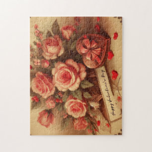 Valentijnsdag Chocolade en Bloemen Legpuzzel