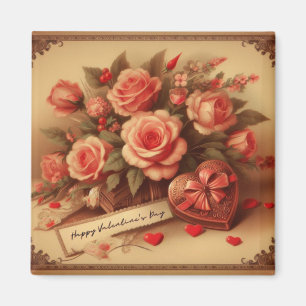  Valentijnsdag Chocolade en Bloemen Magneet
