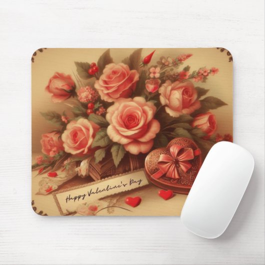 Valentijnsdag Chocolade en Bloemen Muismat (Met muis)