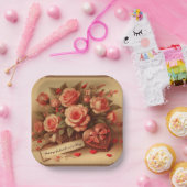 Valentijnsdag Chocolade en Bloemen Papieren Bordje (Feest)