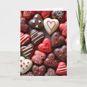 Valentijnsdag chocolade harten kaart