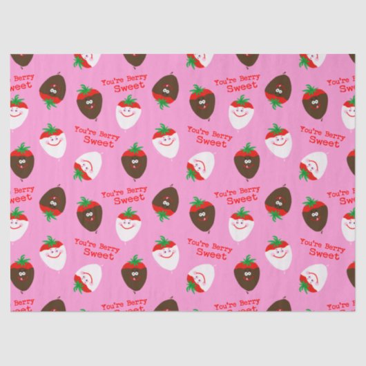 Valentijnsdag Chocolate Dipped aardbeien Tissuepapier (Voorkant)