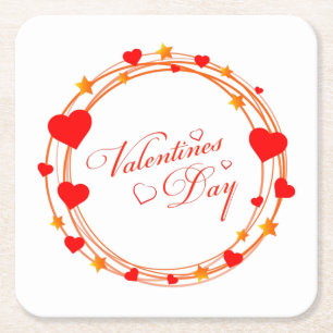 Valentijnsdag Cirkelontwerp-25695 Vierkante Kartonnen Onderzetter