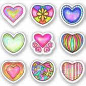 Valentijnsdag Colorful Hearts Sticker (Voorkant)