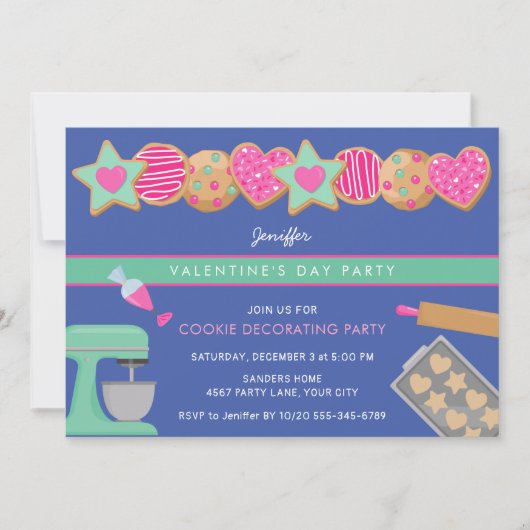 VALENTIJNSDAG COOKIE FEESTUITNODIGING KAART (Voorkant)