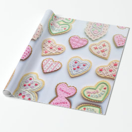 Valentijnsdag Cookies Wrapping Paper Cadeaupapier