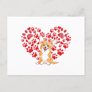 Valentijnsdag Corgi Love Heart Paw Corgi Dog Love Briefkaart
