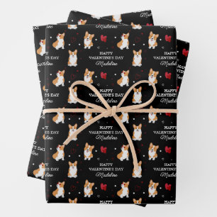 Valentijnsdag Corgi Naam van uw Valentijnse Inpakpapier Vel