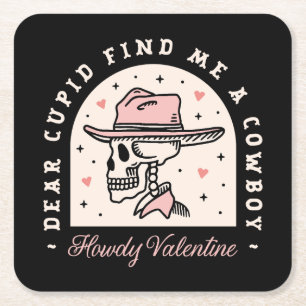 Valentijnsdag cowboy dark romance gothic black vierkante kartonnen onderzetter