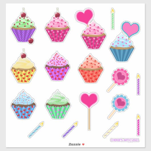 Valentijnsdag Cupcake Kit Sticker (Vel)