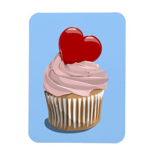 Valentijnsdag cupcake premium magneet