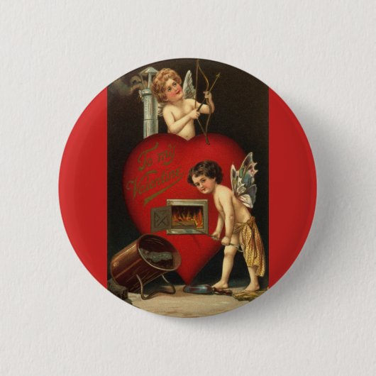  Valentijnsdag Cupid, Angels Burning Love Ronde Button 5,7 Cm (Voorkant)