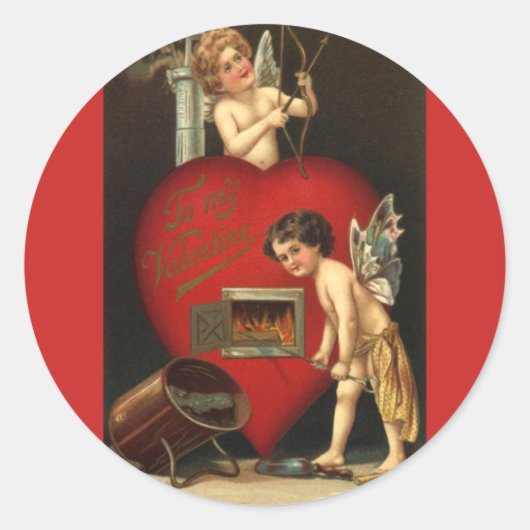  Valentijnsdag Cupid, Angels Burning Love Ronde Sticker (Voorkant)