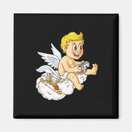 Valentijnsdag Cupid Video Gamer Controller Boys K Magneet (Voorkant)