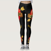 Valentijnsdag Cupid's Arrow Jouw naam BLACK Leggings (Voorkant)