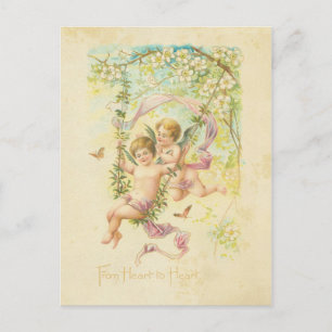  Valentijnsdag Cute Angels Blossom Feestdagenkaart