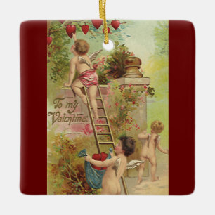  Valentijnsdag, Cute Cherubs klim Ladder Keramisch Ornament
