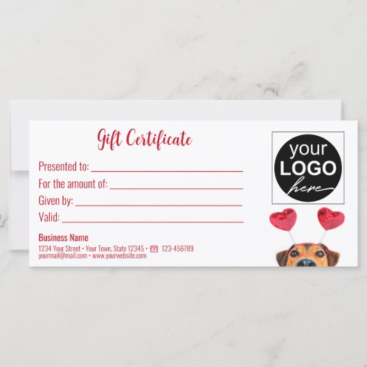 Valentijnsdag Cute Fun Dog Headband-kaartje (Achterkant)