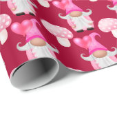 Valentijnsdag Cute Gnomes Pattern roze Red Cadeaupapier (Rol Hoek)