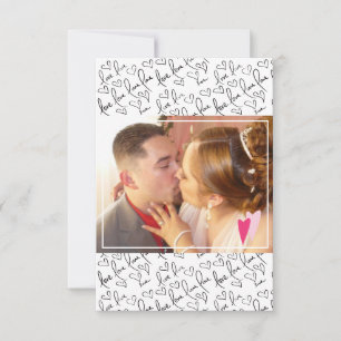 Valentijnsdag Cute Hand Getekende Harten Foto Kaart