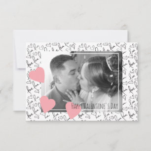 Valentijnsdag Cute Hand Getekende Harten Foto Scri Kaart