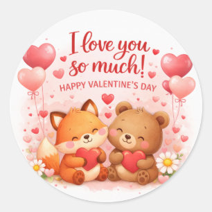 Valentijnsdag Cute Illustratie – “Ik Hou van Jou Ronde Sticker