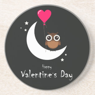 Valentijnsdag Cute Owl Zandsteen Onderzetter