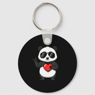 Valentijnsdag cute panda hart rots hand muziek sleutelhanger